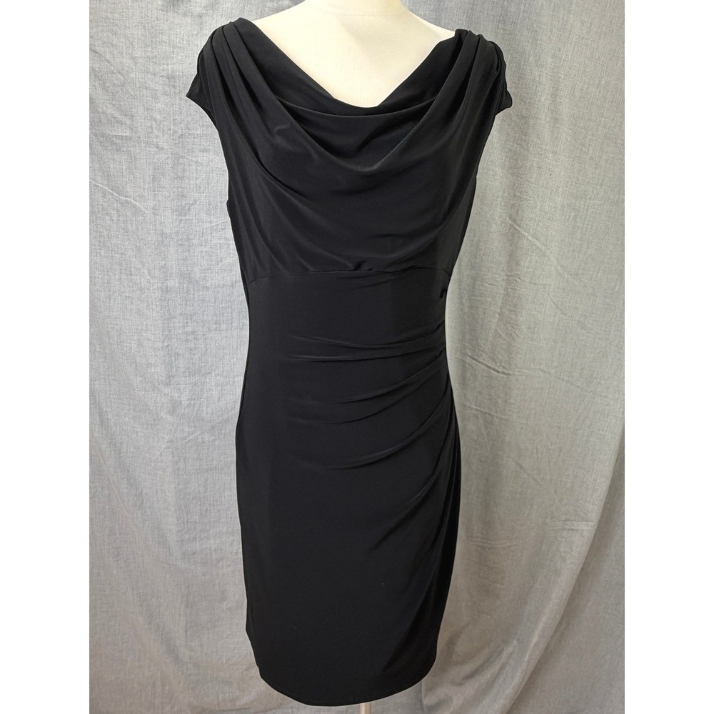 Lauren‎ Ralph Lauren Black Draped Cowl Neck Sheath Dress 12